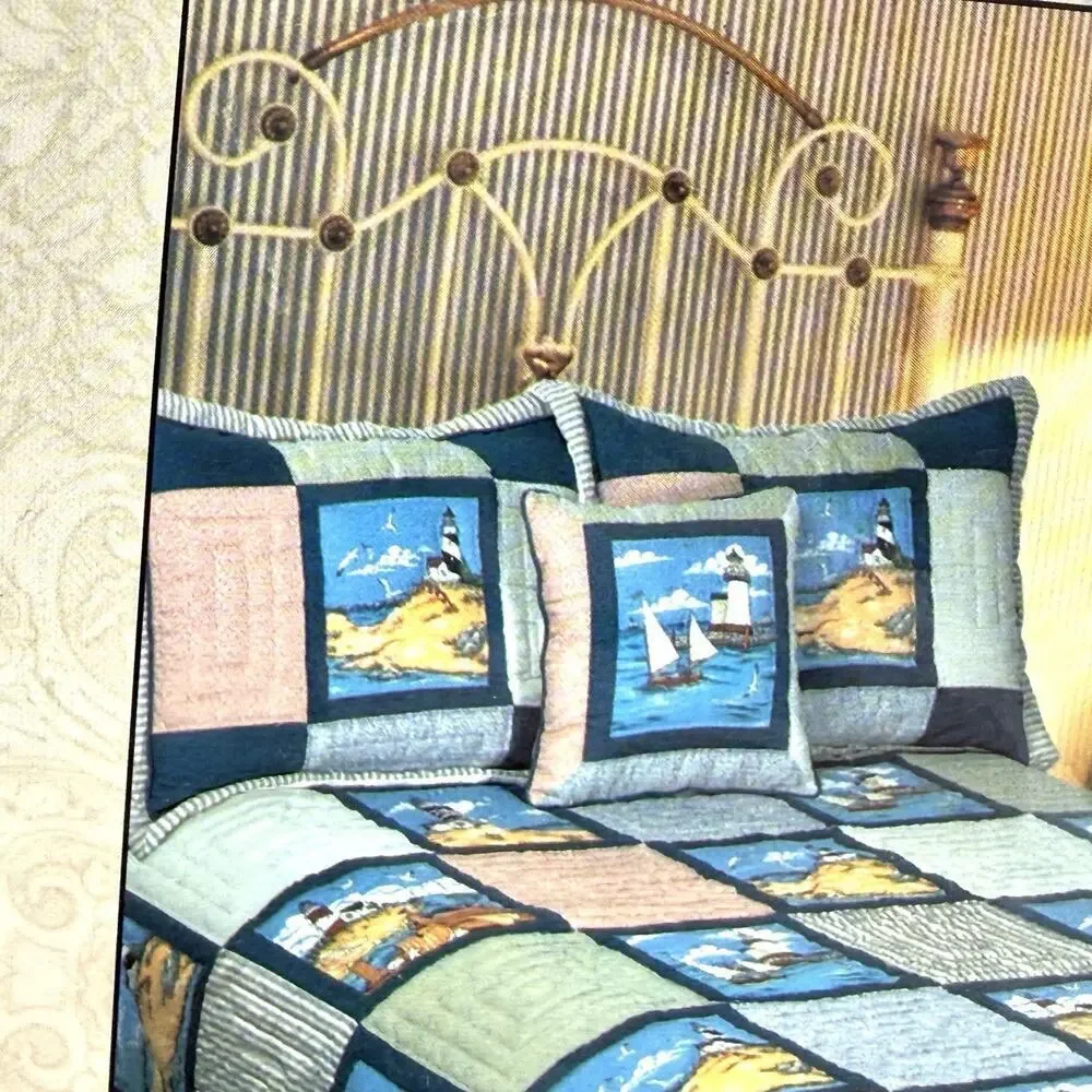 2 Cottage Lane Vintage Pillow Shams 20x26 in. Nautical American Heritage Coastal